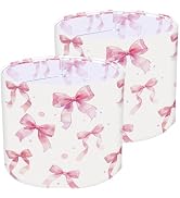 PRESSINART 2Pcs Pink Bow Lampshade 13 x 10 Inch Drum Lamp Shades for Floor Lamps Cute Pink Bowkno...
