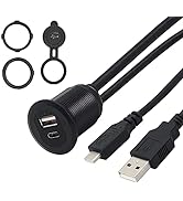 SinLoon USB C & USB A 2.0 Mount Cable 2 Ports USB C & USB A 2.0 AUX Flush Mount Car Mount Extensi...