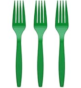 Amcrate Green Disposable Medium Weight Plastic Forks- Ideal for Weddings, Party’s, Birthdays, Din...