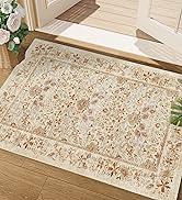 DUKINO 2x3 Entryway Rug, Floral Washable Area Rug with Non Slip Indoor Door Mat, Vintage Low Pile...