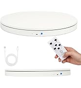 YVV White 11.8in Rotating Display Stand with Remote, USB Powered Adjustable Speed 360 Rotating Tu...