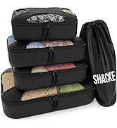Shacke Pak - 5 Set Packing Cubes - Travel Organizers with Laundry Bag (Black)