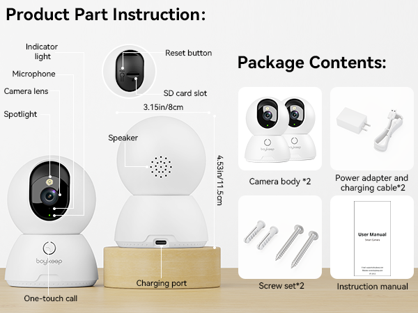 boykeep 2k indoor security camera, nanny cam hidden camera, home camera, cat camera with phone app