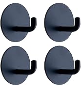 Yukrilt Black Adhesive Wall Hooks for Hanging Heavy Duty 15lb(Max) Towel Hooks Waterproof Oilproo...