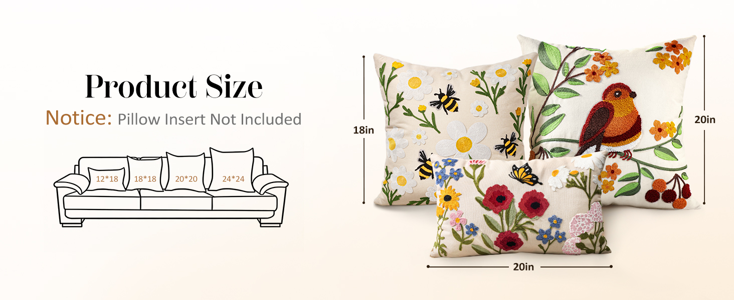 Embroidered Throw Pillow Covers