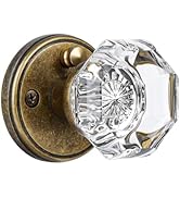 CLCTK Glass Door Knobs Interior with Lock, Vintage Crystal Privacy Antique Brass Octagon Door Kno...