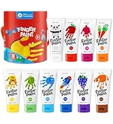 Jar Melo Washable Finger Paints for Toddlers, 10 Colors Large Capacity (2.1fl oz), Non Toxic Baby...