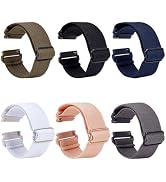 OLYCRAFT 6 Pack Nylon Watch Band 22mm One-Piece Military Watch Straps Adjustable Lightweight Wris...
