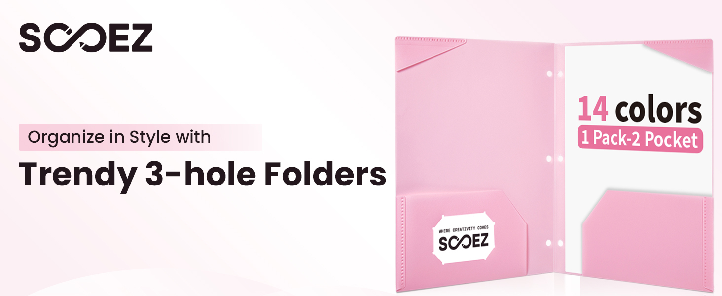 pocket folder for 3 ring binder with 14 colors