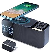 blonbar Alarm Clock Radio with Wireless Charging Bluetooth Speaker,Digital Alarm Clock with Adjus...