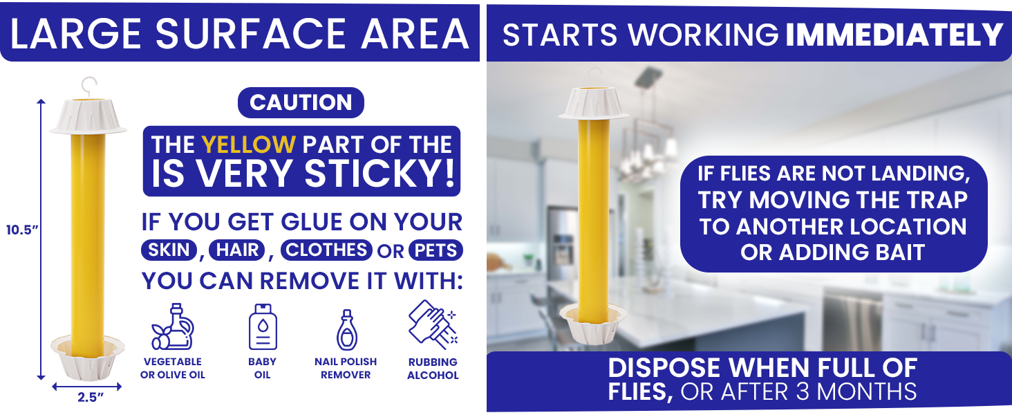 Caution: yellow surface of fly stick is very sticky. Fly paper indoor for home. Fly sticky trap.