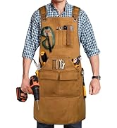 Woodworking Apron for Men, Shop Apron 20 oz Canvas Work Apron with 9 Tool Pockets, Heavy Duty Woo...