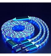 AYI 3 in 1 Multi Connectors Charger Cable Micro USB/USB Type C PD Fast Charging Cord Visible Blue...