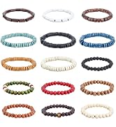 SUPERFINDINGS 15Pcs Wooden Bead Bracelet 6.2CM Round Strand Wood Tibetan Bracelet Meditation Budd...