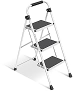 KINGRACK Step Ladder 3 Step Folding with with Anti-Slip and Wide Pedal,Portable Foldable