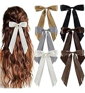 hisial 6Pcs Hair Bows Clips for Hair Silky Satin Ribbon Alligator Barrettes French Hair Ponytail ...