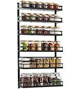 X-cosrack 6-Tier Wall-Mounted Spice Rack Organizer with Mixed Basket Sizes, Height-Adjustable Han...