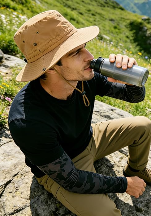 khaki wide brim bonnie hat