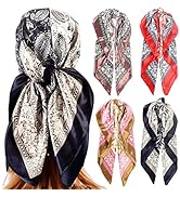 upeilxd 4Pcs Silk Head Scarves for Women Satin Hair Scarf 35”Large Square Bandana Silk Like Neck ...