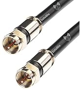 SatelliteSale Digital 75Ohm RG-6/U Coaxial Cable with F-Type Connector Indoor/Outdoor Black Cord ...