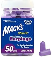 Mack's Slim Fit Soft Foam Earplugs, 50 Pair - Small Ear Plugs for Sleeping, Snoring, Traveling, C...
