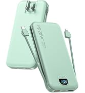Portable Power Bank, 10000mAh PD20W Phone Charger with Built-in Cables and Wall Plug, USB C Fast ...