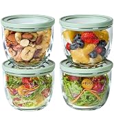 Spreccio Glass Meal Prep Bowls Set - Leakproof Lids,13 oz (4-Pack Green) Perfect for Meal Preppin...