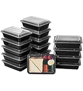 FULING 32 oz 50Pack Plastic Meal Prep Food Storage Containers with Lids Reusable 1 Compartment To...