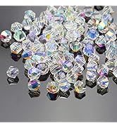 Dowarm 1000PCS Bicone Crystal Beads 4mm, Bulk Small Faceted Bicone Glass Beads for Jewelry Craft ...