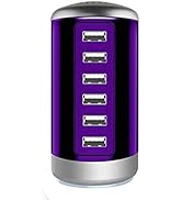 Universal USB Charger 6-Port Desktop USB Charging Station Hub with Smart Identification Technolog...