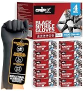 London Labs Black Nitrile Gloves Disposable Latex Free & Powder Free, 4 Mil Rubber Glove, Cleanin...