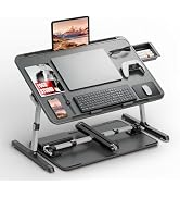 Potuopy Adjustable Lap Desk, Large Smooth Easy-Clean Wood Grain Desktop, Foldable Laptop Bed Tray...