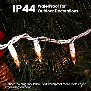 Christmas white string lights white wire IP44 WATERPROOF