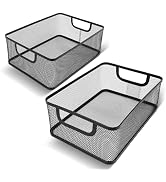 2 Pack EsOffcce Metal Mesh Steel Basket, 2 Size Household Food Sundry Storage Basket, Office Desk...