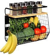 1 Set Magnetic Shelf for Refrigerator with Wood Lid, Fruit Potato & Onion Storage Bins, Pantry Or...
