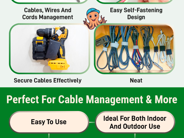 Self gripping hook and loop tape that wraps cables securely and adjusts easily as needed