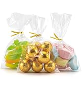 Aubeco 140Pcs Flat Bottom Cellophane Bags, 5.9x9x2.4