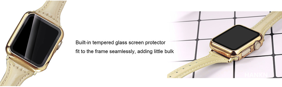 Apple Watch Series 6/SE 4 40mm with Built in Tempered Glass Screen Protector 44mm black silver gold