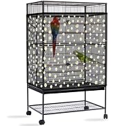 Daoeny Bird Cage Seed Catcher, Large Bird Cage Cover, Adjustable Soft Airy Nylon Mesh Net, Birdca...