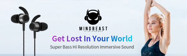 MINDBEAST Noise Cancelling Headphone Earbuds wired sport kids bass mic workout sound in-ear proof