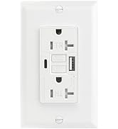 BAOMAIN Self-Test GFCI Combination with USB in-Wall, Tamper Resistant(TR) 20A 4.8A 5VDC LED Indic...