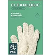 Cleanlogic Sustainable Exfoliating Stretch Bath/Shower Gloves, Natural, 3 Pair – 6 Count
