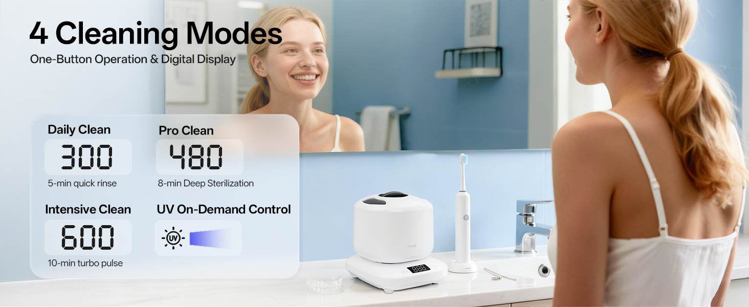4 Cleaning Modes One-Button Operation & Digital Display