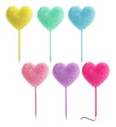 SBYURE Pom Pom Pen 6 Pack Heart Shape Fluffy Pen Fuzzy Pens for Girls Colorful Puffy Pens for Off...