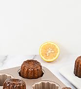 LIFVCNT 12-Cavity Canele Mold, Non-Stick Carbon Steel Baking Cake Pan, Dishwasher Safe, Gold