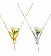 Roe Dolph Flower Bouquet Necklace Flower Holder Necklace Pendant Creative Floral Vase Necklaces K...