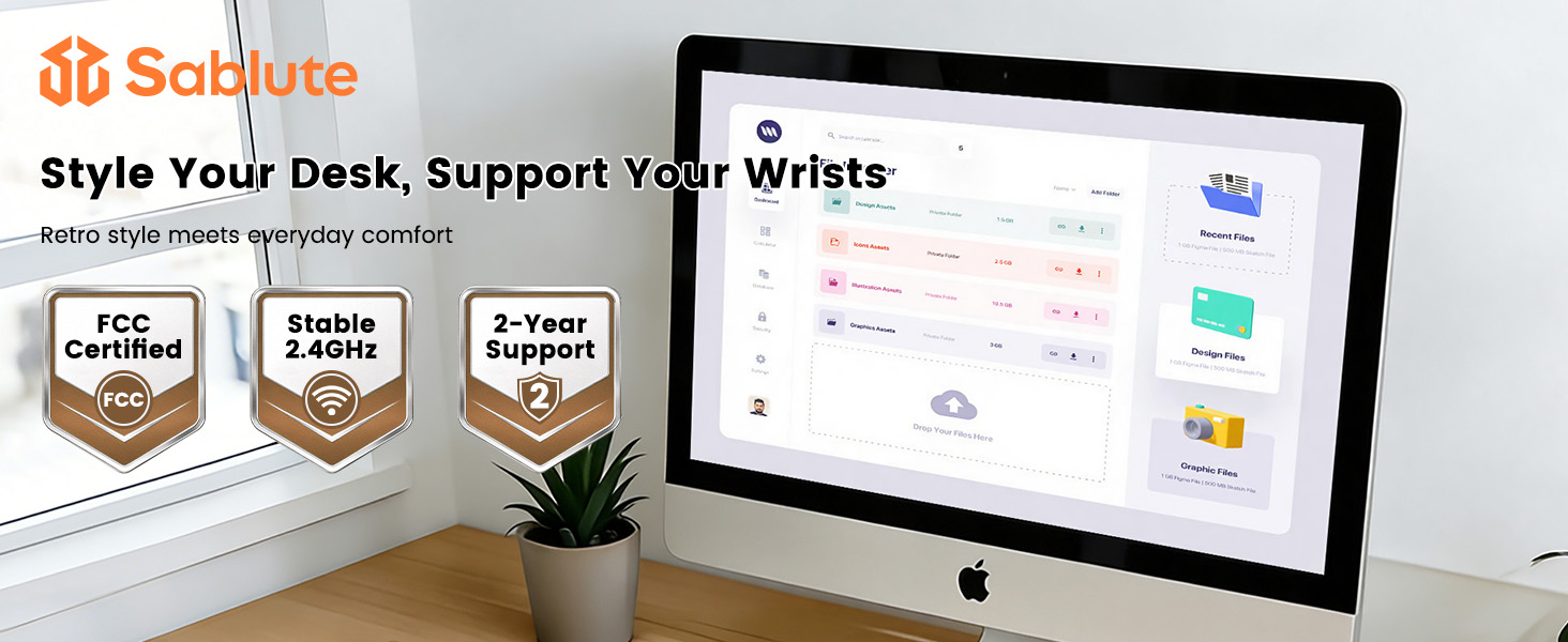 Sablute supports wrist-friendly typing with stable 2.4GHz and 2-year support