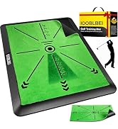 IOOBLBEI Golf Hitting Mat, 16"x12" Golf Practice Mat with Swing Path Feedback, Artificial Simulat...