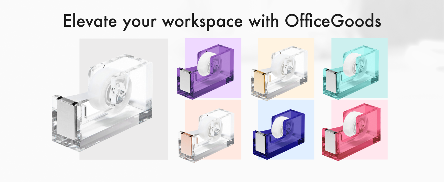 Acrylic tape dispenser Clear tape Silver Non-slip Heavy-duty Modern Desk Organizer Cute Office Gift