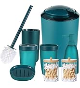 iMucci 8Pcs Blue Bathroom Accessories Set - with Trash Can Toothbrush Holder Soap Dispenser Soap ...